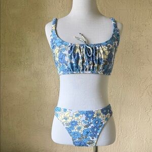 Blue Floral Two-Piece Bikini Set